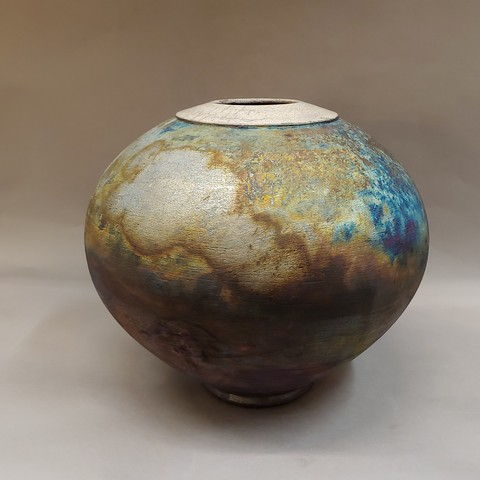 Raku Vase, Matt Glaze 12x12 at Hunter Wolff Gallery