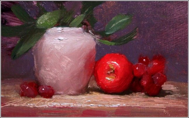 Red Apple with White Vase at Hunter Wolff Gallery