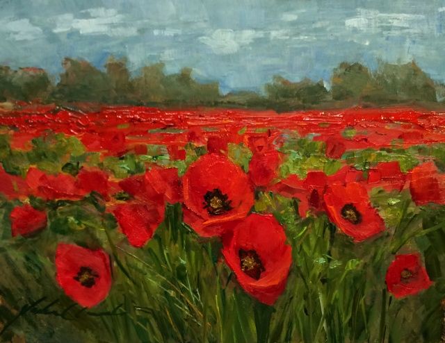 Click to view detail for Red Poppy Field 6x8
