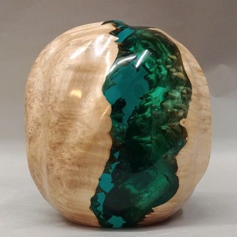 SH026 Egg 5  Double-Capped Sea Green-Blue 5.5x5.5 at Hunter Wolff Gallery