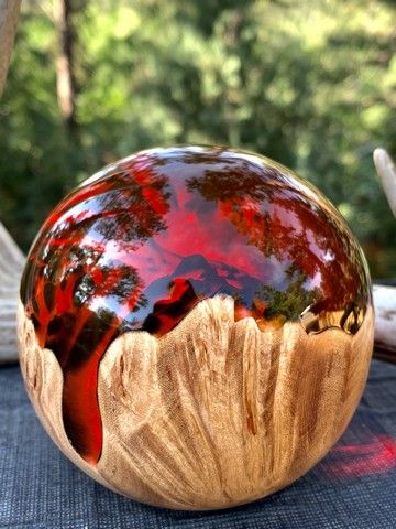 SH048 Maple/Resin Sphere-Red, 3.5 at Hunter Wolff Gallery