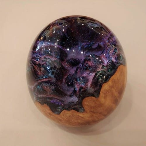 SH072 Egg-Shape Burl & Purple Resin - Interstellar at Hunter Wolff Gallery