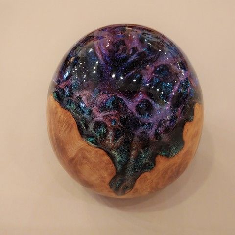 SH072 Egg-Shape Burl & Purple Resin - Interstellar at Hunter Wolff Gallery