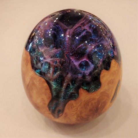 Click to view detail for SH072 Egg-Shape Burl & Purple Resin - Interstellar