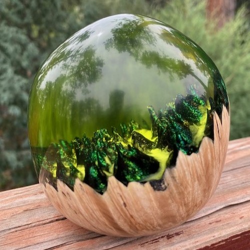 SH230 Maple and Lime Green Resin Orb $200 at Hunter Wolff Gallery