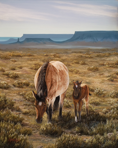 Shade, Mare and Foal 20x16 $1900 at Hunter Wolff Gallery