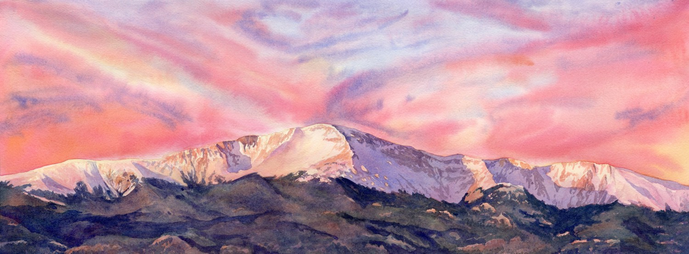 Spectacular Sunrise (Pikes Peak) 10x25.5 $1940 at Hunter Wolff Gallery