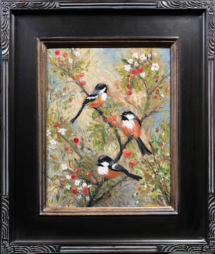Click to view detail for Stonechats 14x11 $475