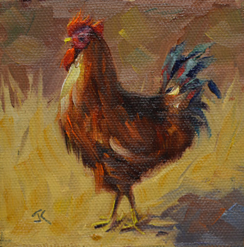 Strutting His Stuff 4x4 $190 at Hunter Wolff Gallery