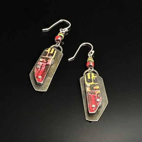 Click to view detail for TC-092 Earrings, Red & Yellow Layered $135