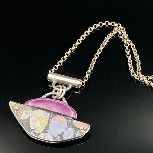 Click to view detail for TC-045 Necklace, Lavendar/Iris/Granite $165