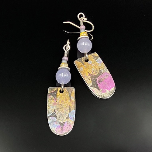 Click to view detail for TC-047 Earrings, Lavendar/Iris/Granite $90