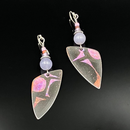 Click to view detail for TC-048 Earrings, Lavendar/Paprika $90