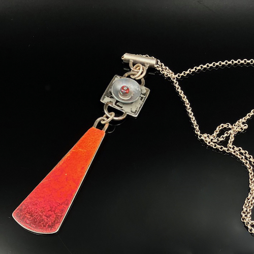 Click to view detail for TC-049 Pendant, Drop Necklace Fire/Granite $185