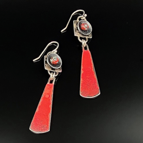 Click to view detail for TC-053 Earrings, Fire/Granite Drop $150
