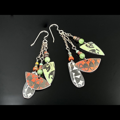 Click to view detail for TC-054 Earrings, Triple Chain Dangle $140