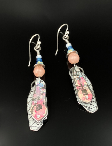 Click to view detail for TC-067 Earrings, Ink/Blush/Granite $135