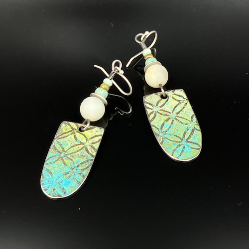 Click to view detail for TC-075 Earrings, Turquoise/Grass $90