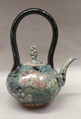 Teapot with Green Floral Pattern at Hunter Wolff Gallery