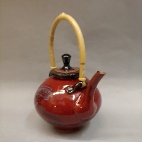 #20840 Teapot with Wooden Handle Red $69 at Hunter Wolff Gallery