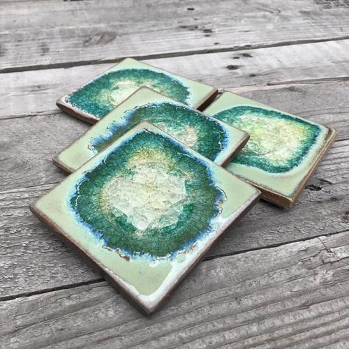 Click to view detail for KB-679 Coasters Set of 4 Textured Turquoise $45