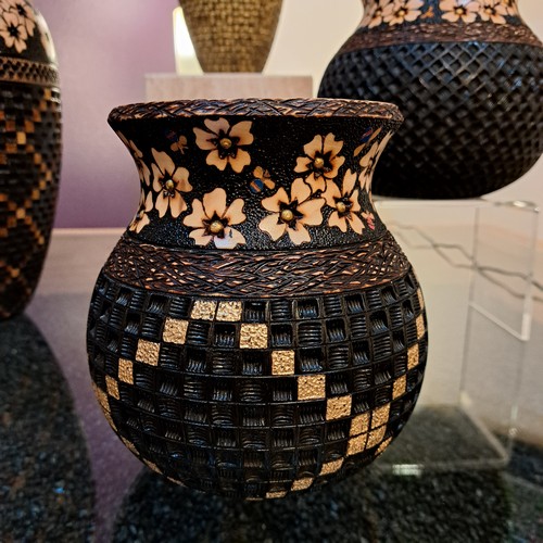 VL-012 Goldleaf Wood Turned Vessel 6.75x6 $1200 at Hunter Wolff Gallery