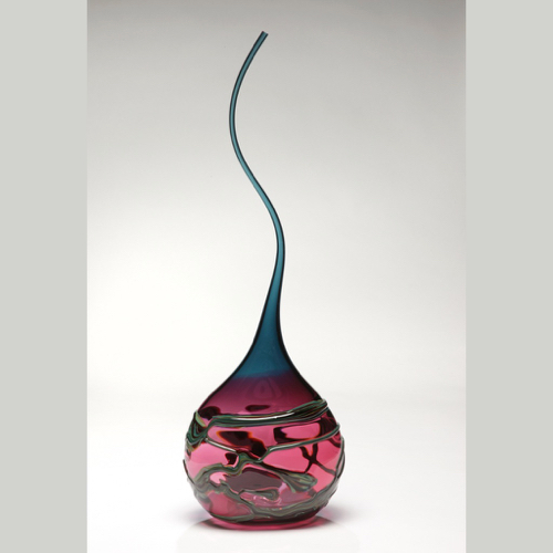 Click to view detail for VC-002 Goccia Blown Glass Sculpture Merlot/Steel Blue $1200