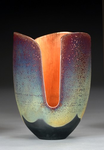 WB-1431 Raku Glowpot 8.75x6.5 $525 at Hunter Wolff Gallery