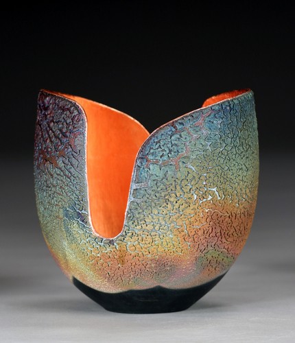 WB-1436 Raku Glowpot 6.25x6x6 $385 at Hunter Wolff Gallery