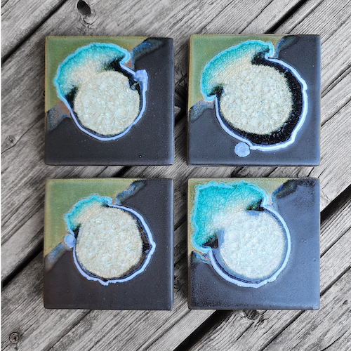 Click to view detail for KB-670 Coasters Set of 4 Black Pearl $45