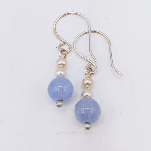 DKC-1079 Earrings Aquamarine & Pearl $56 at Hunter Wolff Gallery