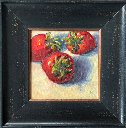 Strawberries 6x6 $290 at Hunter Wolff Gallery