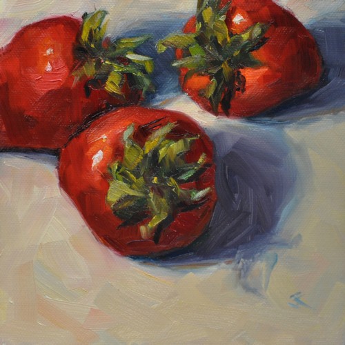 Strawberries 6x6 $290 at Hunter Wolff Gallery