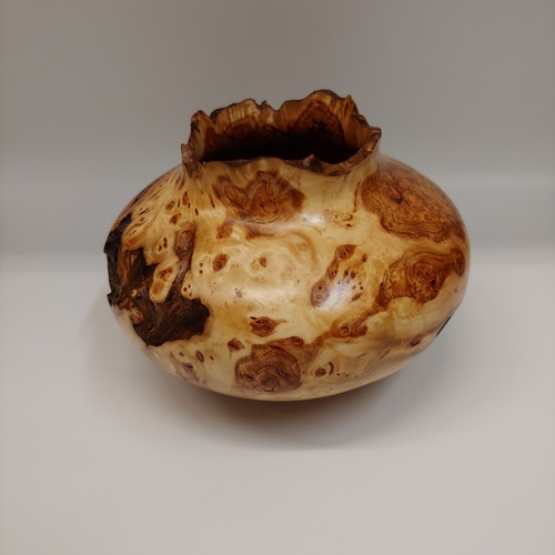 JW-200 Aspen Burl Hollowed Vessel 6x8 $300  at Hunter Wolff Gallery