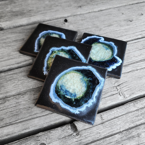 Click to view detail for KB-672 Coasters Set of 4 Black Onyx $45