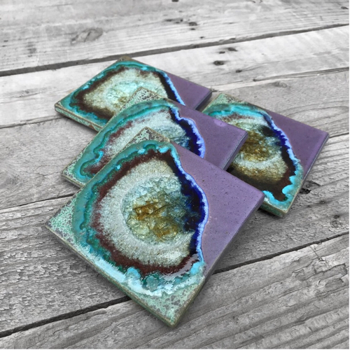 Click to view detail for KB-578 Coasters Set of 4 Purple & Green $43