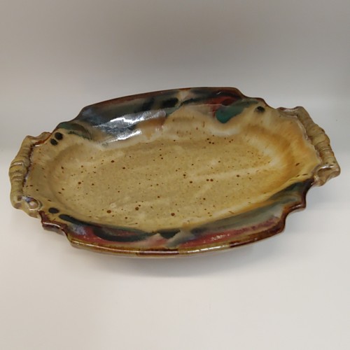 #220404 Platter Multi-color Edge 11x8 $18 at Hunter Wolff Gallery