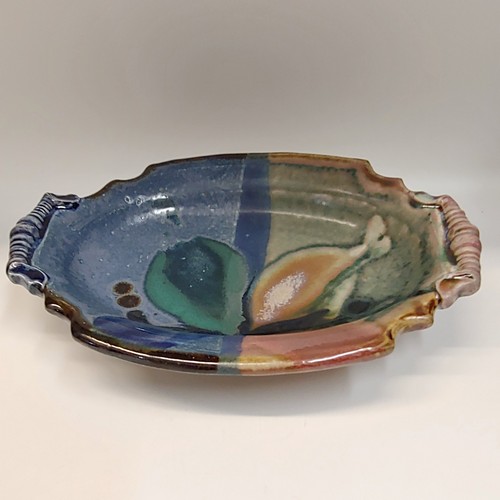 #220405 Platter Blue, Green, Rose 11x8 $18 at Hunter Wolff Gallery