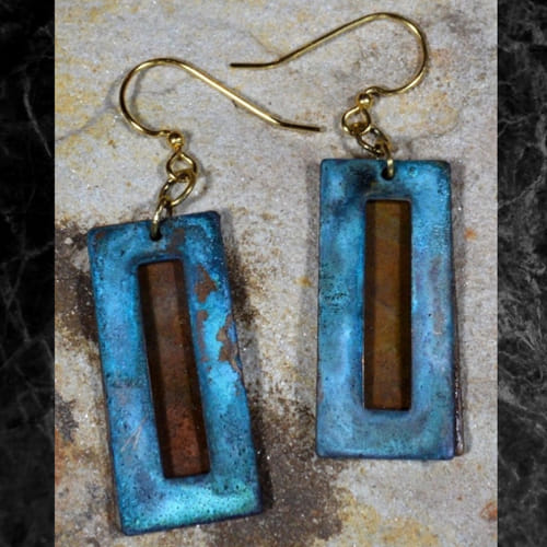 Click to view detail for EC-080 Earrings, Long Open Rectangle $60