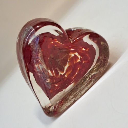 DB-1002 Heart, Blown Glass Paperweight Red $52 at Hunter Wolff Gallery