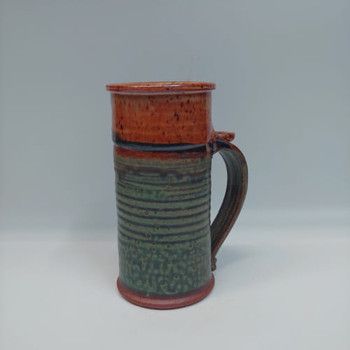 Click to view detail for #220210 Beer Stein Green/Rust/Black $22