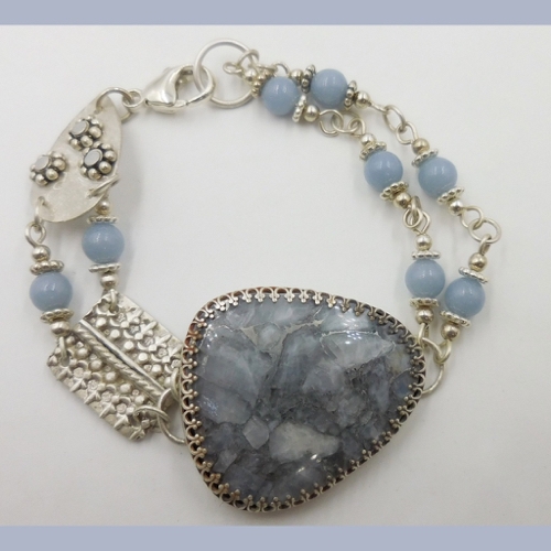 Click to view detail for DKC-1178 Bracelet Blue Calcite  & S/S $250