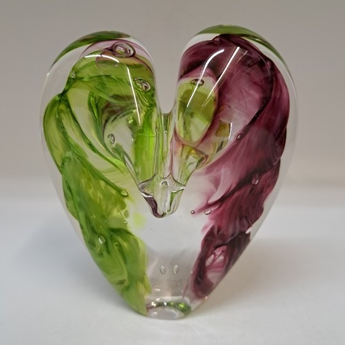 DG-157 Blown Glass Heart Lime & Raspberry $112 at Hunter Wolff Gallery