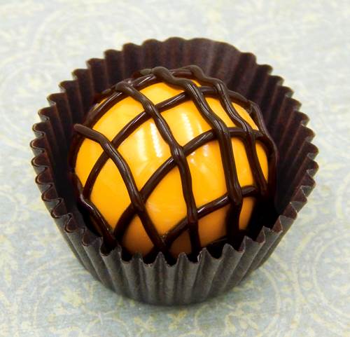 Click to view detail for HG-031 Hulet Art Glass Choc Bon Bon Mango & Choc $45