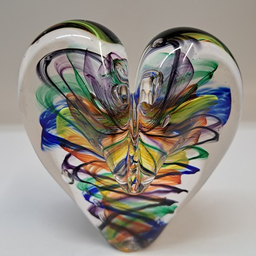 Click to view detail for DG-166 Blown Glass Heart Rainbow Sizzle $112