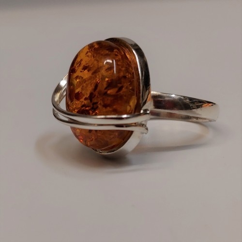 HWG-169 Ring, Amber and Silver $60 at Hunter Wolff Gallery