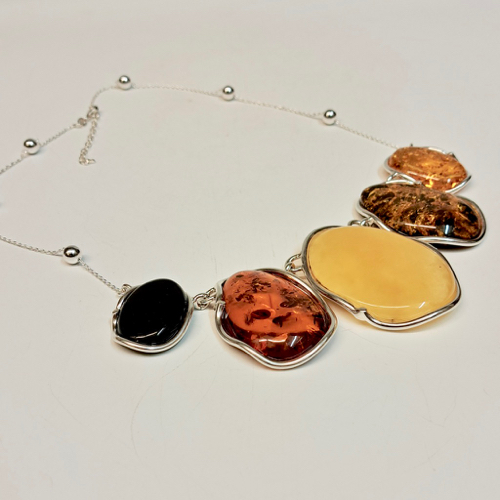 HWG-2391 Necklace, Five Large Irregular Oval Shapes $600 at Hunter Wolff Gallery