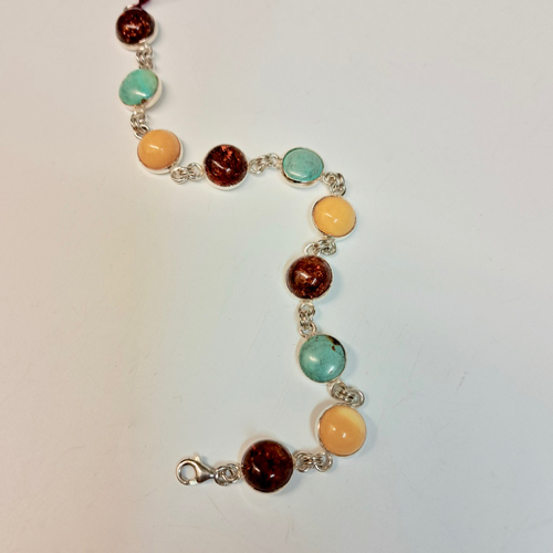 Click to view detail for HWG-2320 Bracelet, Amber and TQ $95