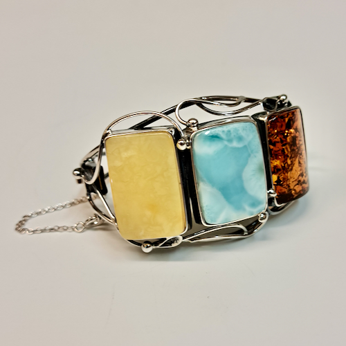 HWG-2397 Bracelet, Three Rectangle Stone $310 at Hunter Wolff Gallery