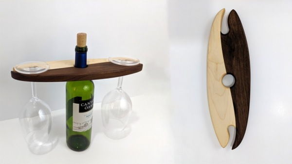 Click to view detail for BEN-25027 YIN YANG Wine Bottle Glasses Holder $39